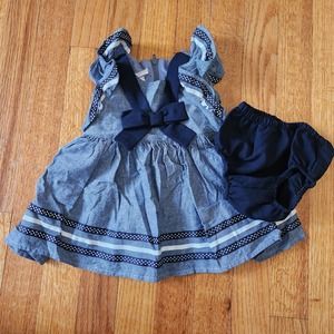 Bonnie Baby 3-6 Month Baby Girls Blue Chambray Summer Nautical Sailor Dress